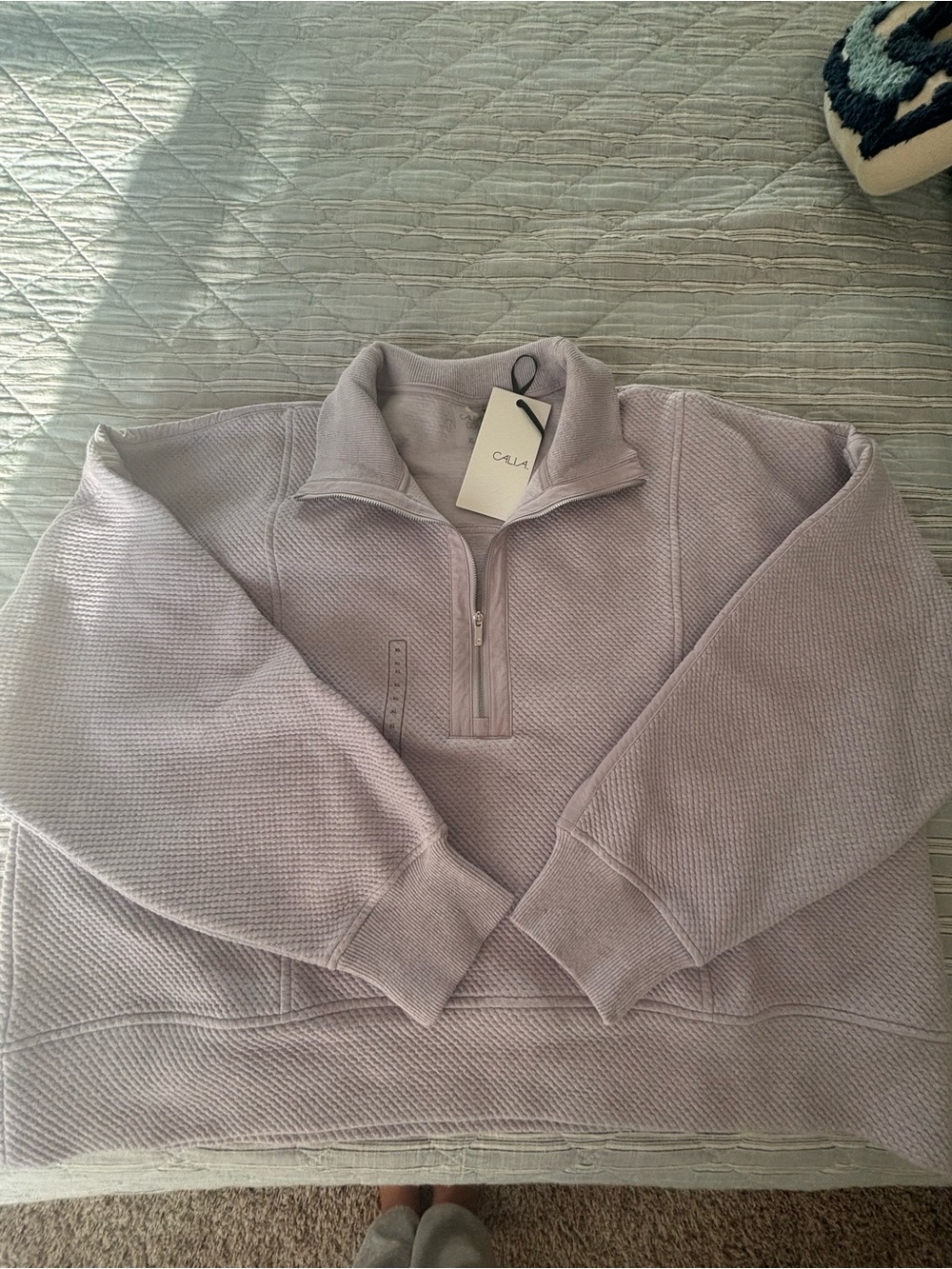 CALIA by Carrie Underwood Lavender Quarter-Zip Waffle Sweatshirt